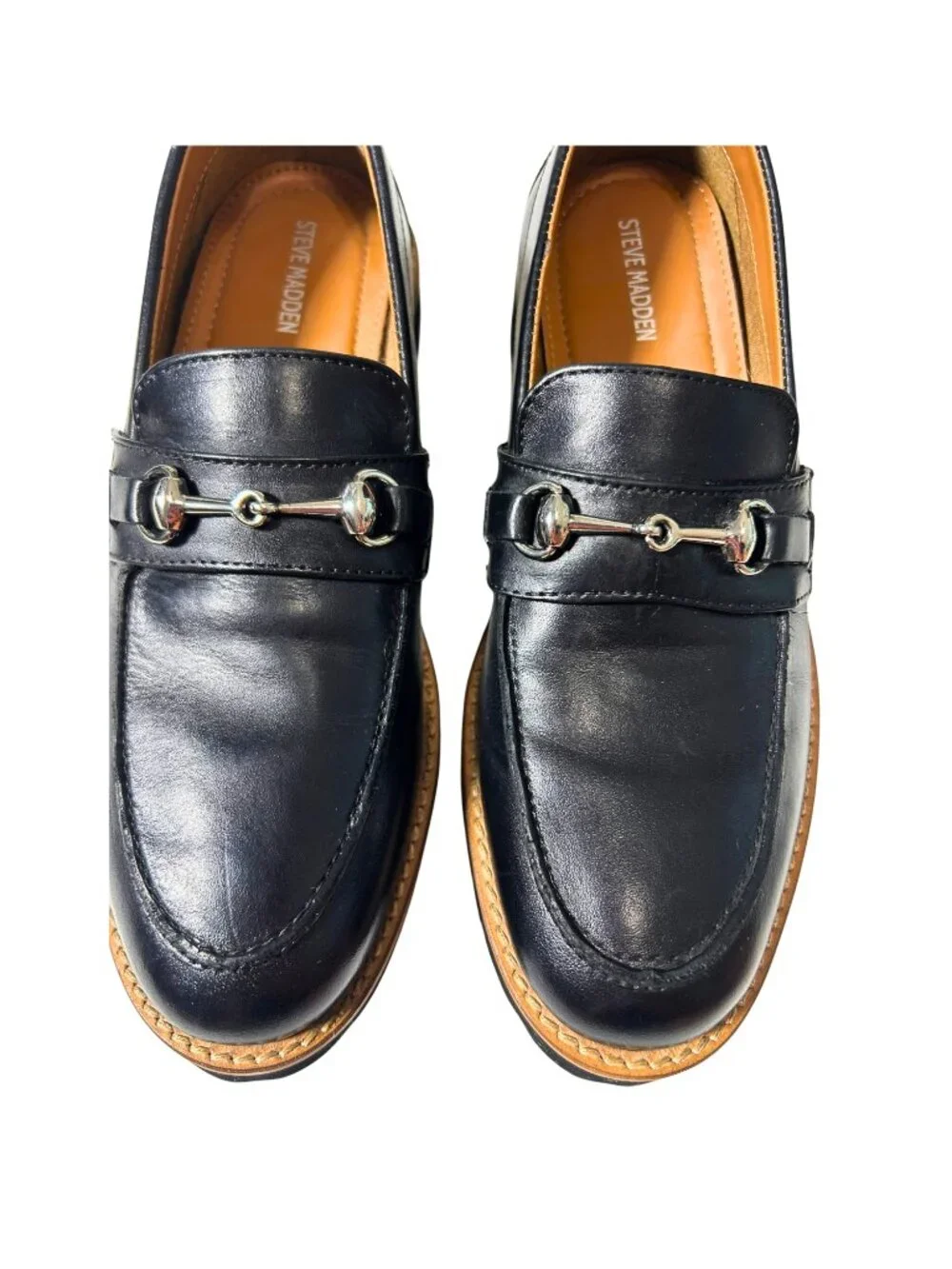 Steve Madden Kids Black Leather Horsebit Loafers Big Kid 4D